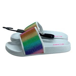Rainbow Sparkle Summer Sandals Flip Flops Girl Size 3 US Sports NEW NWT